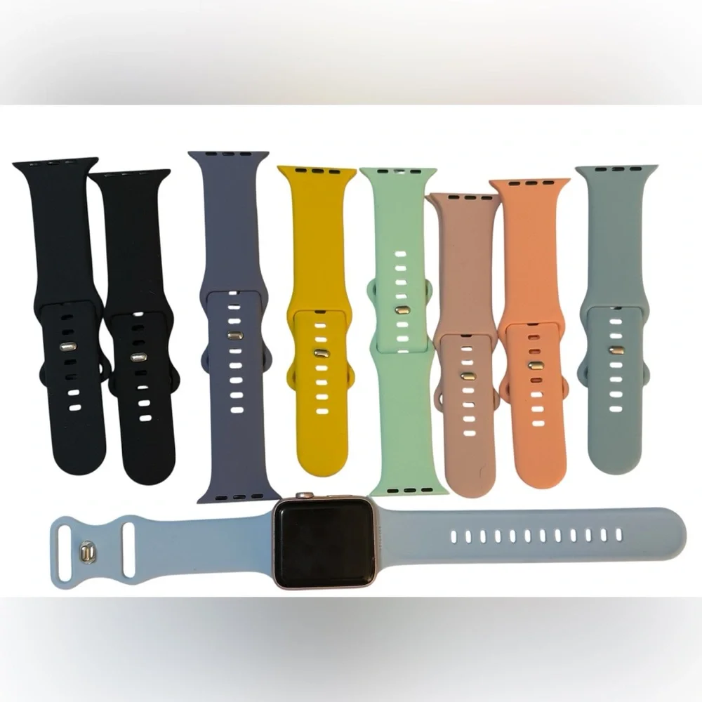 Silicone Apple Watch Band Kit - Multi-Color Replacement Straps Lot of 9